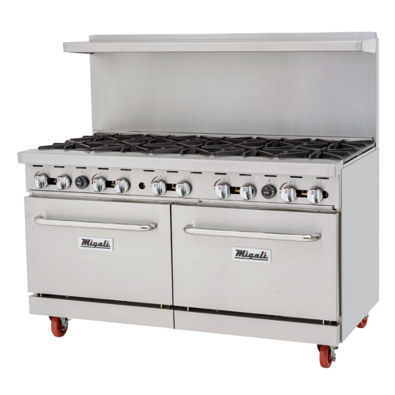 Migali 10 Burner, Natural Gas Range & Oven Stainless Steel