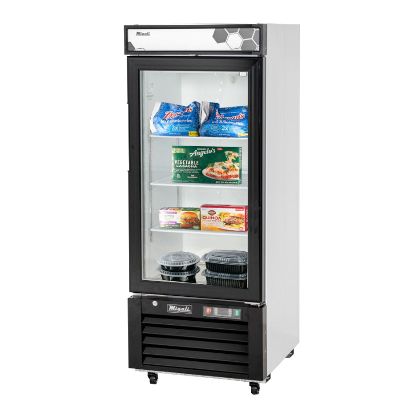 Migali 10 cu/ft Glass Door Merchandiser Freezer Bottom Mount Powder Coated Steel 115V