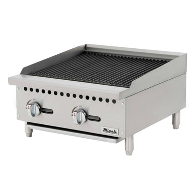Migali 24″ Wide Char-Rock Broiler - 70,000 BTU Stainless Steel