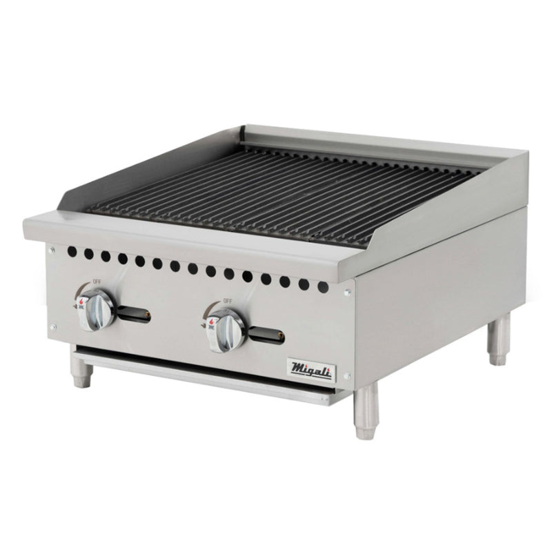 Migali 24″ Wide Char-Rock Broiler - 70,000 BTU Stainless Steel