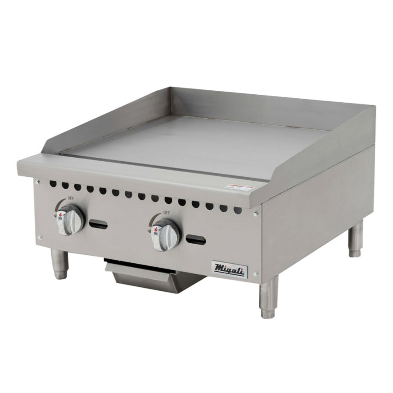 Migali 24″ Wide Manual Griddle - 60,000 BTU Stainless Steel