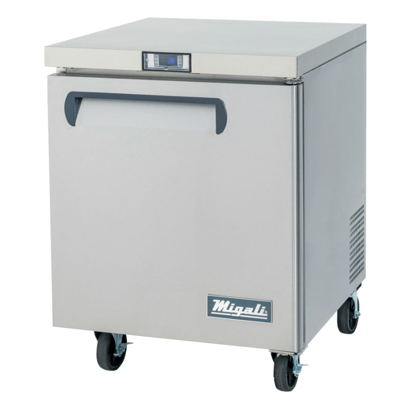 Migali 27″ Under-counter & Work Top Refrigerator Rear Mount Stainless Steel 115V