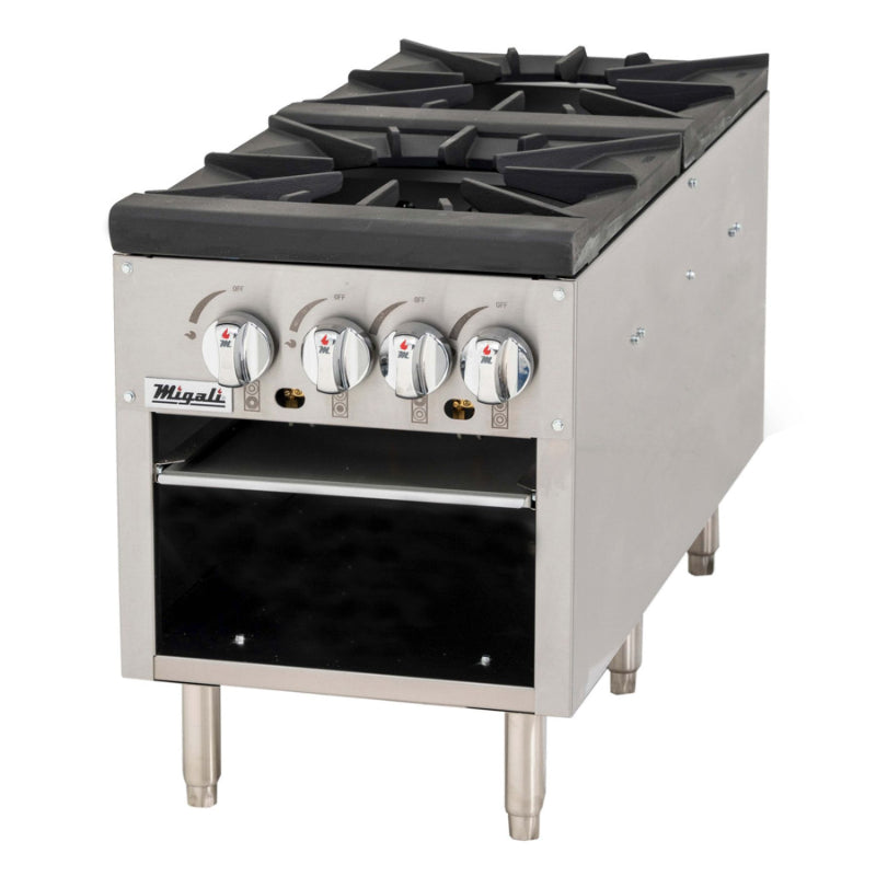 Migali 2 Burner Stock Pot Stove Stainless Steel