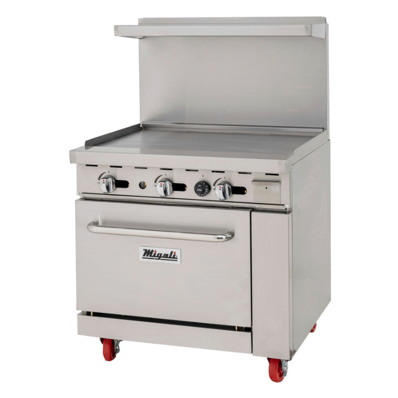 Migali 36” Griddle, (1) Oven, Natural Gas Stainless Steel