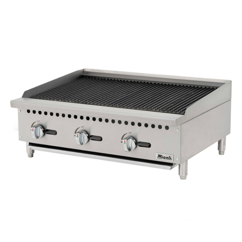 Migali 36″ Wide Char-Rock Broiler - 105,000 BTU Stainless Steel