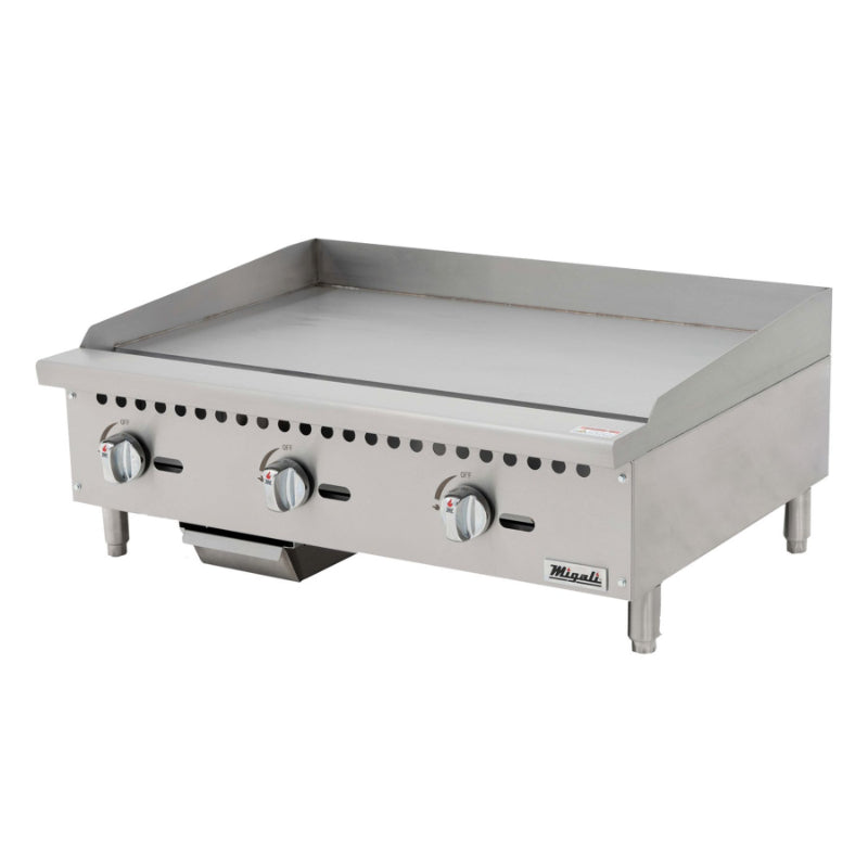 Migali 36″ Wide Manual Griddle - 90,000 BTU Stainless Steel