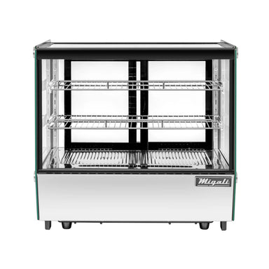 Migali 4.2 cu/ft Straight Glass Countertop Refrigerated Display Case Bottom Mount Stainless Steel