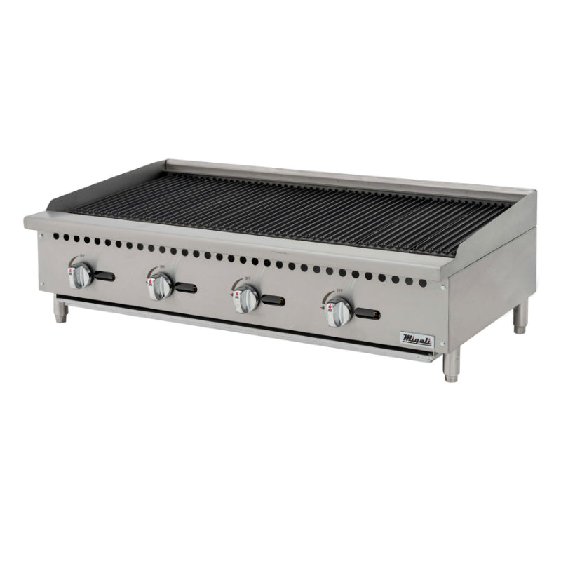 Migali 48″ Wide Char-Rock Broiler - 140,000 BTU Stainless Steel