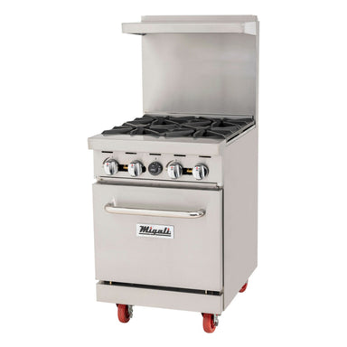 Migali 4 Burner Range, (1) Oven, Liquid Propane Stainless Steel