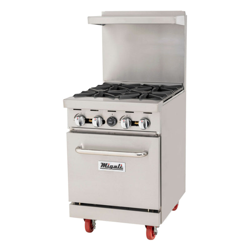 Migali 4 Burner Range, (1) Oven, Liquid Propane Stainless Steel