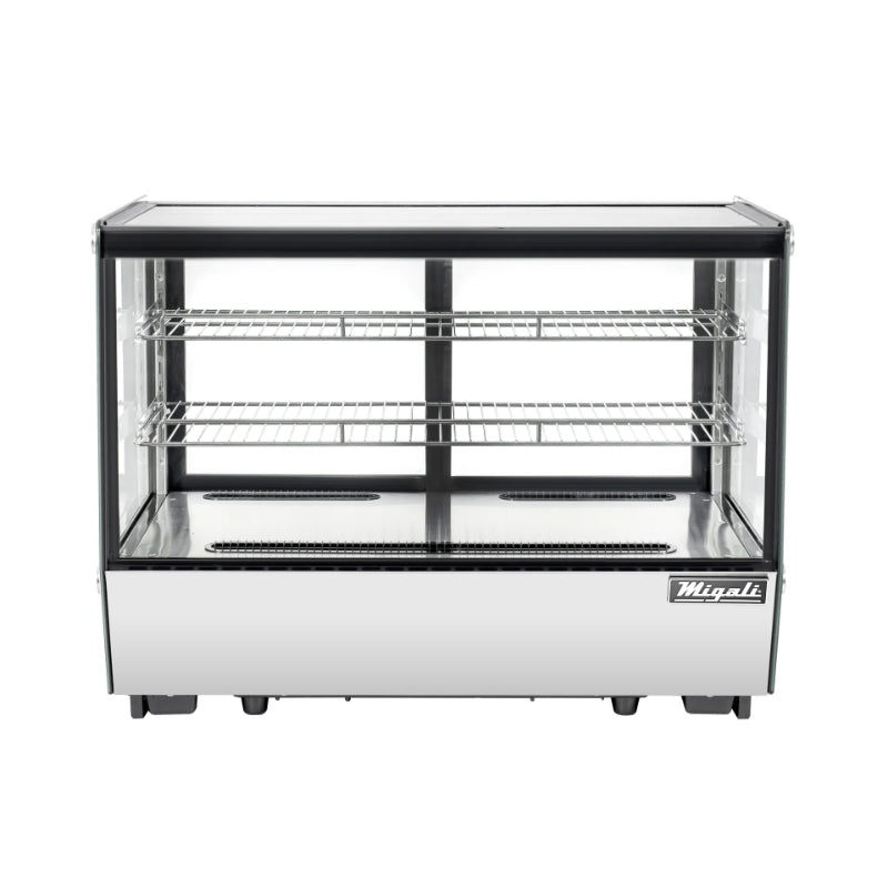 Migali 5.6 cu/ft Straight Glass Countertop Refrigerated Display Case Bottom Mount Stainless Steel