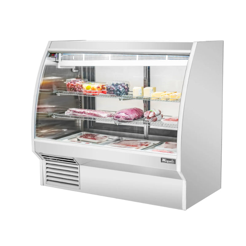 Migali 5 Foot Refrigerated Curved Glass Deli Display Case Side Mount Stainless Steel