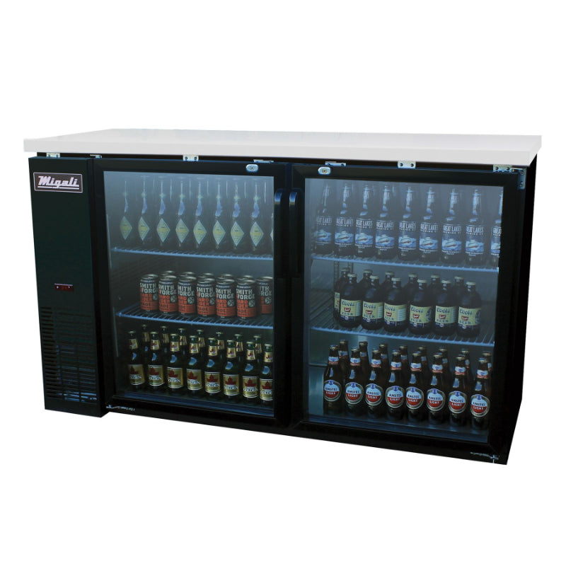 Migali 60″ Glass Door Back Bar Refrigerator Side Mount Stainless Steel 115V