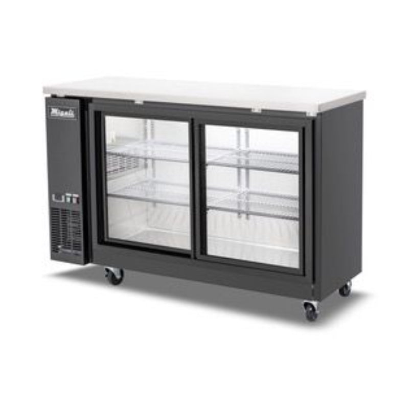 Migali 60″ Sliding Glass Door Back Bar Refrigerator Side Mount Stainless Steel 115V