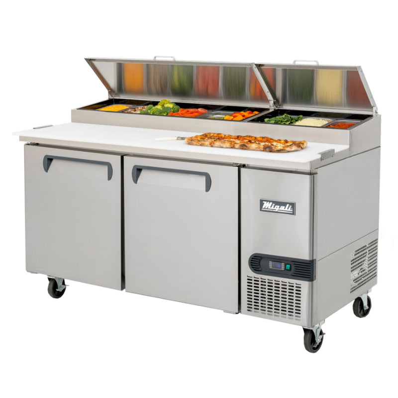 Migali 67″ Pizza Prep Table Side Mount Stainless Steel 115V