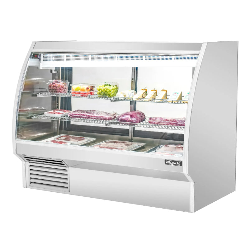 Migali 6 Foot Refrigerated Curved Glass Deli Display Case Side Mount Stainless Steel