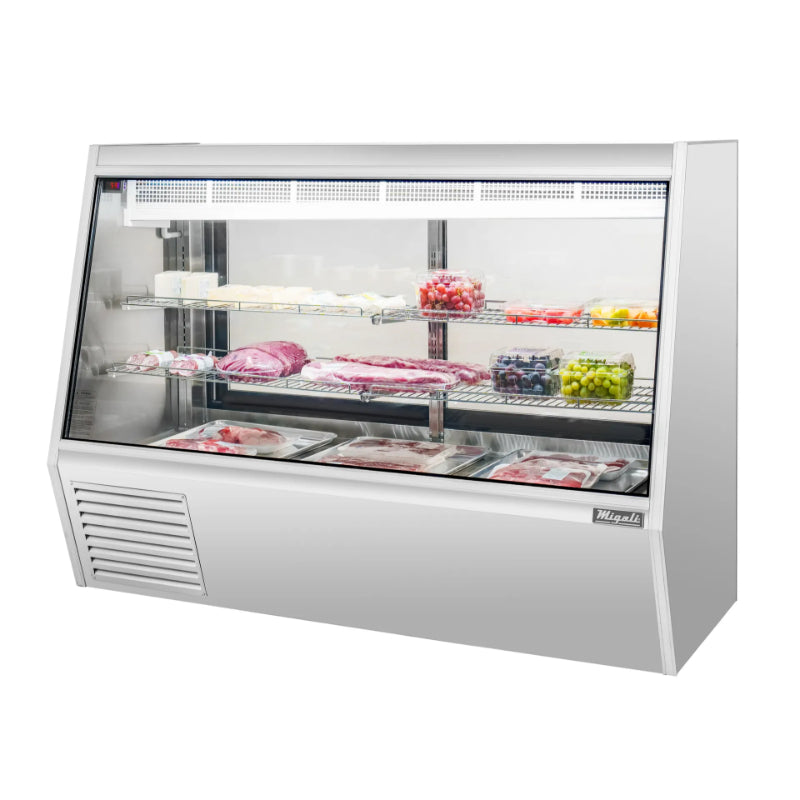 Migali 6 Foot Refrigerated Straight Glass Deli Display Case Side Mount Stainless Steel