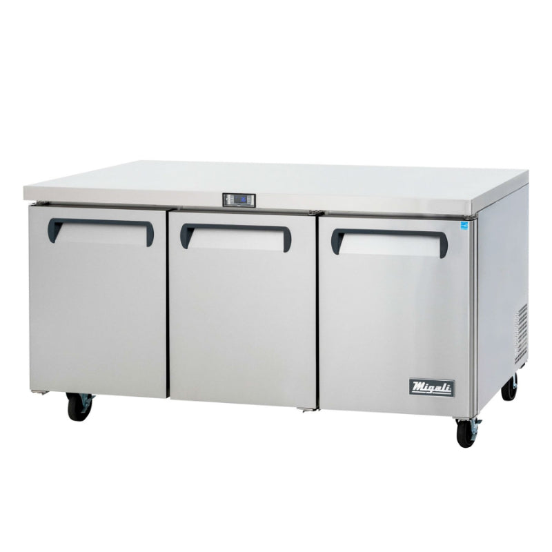 Migali 72″ Under-counter & Work Top Refrigerator Rear Mount Stainless Steel 115V