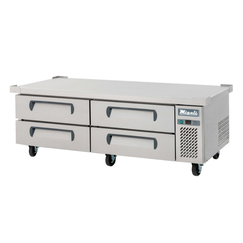 Migali 72″ Wide Refrigerated Chef Base Side Mount Stainless Steel 115V