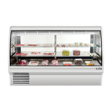Migali 7 Foot Refrigerated Curved Glass Deli Display Case Side Mount Stainless Steel