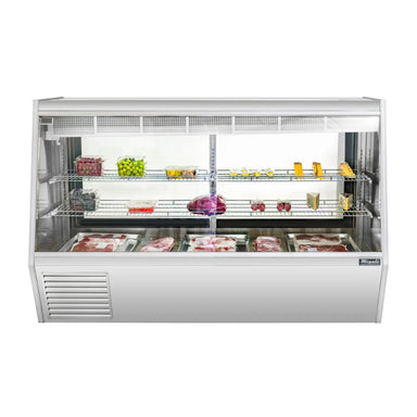 Migali 7 Foot Refrigerated Straight Glass Deli Display Case Side Mount Stainless Steel