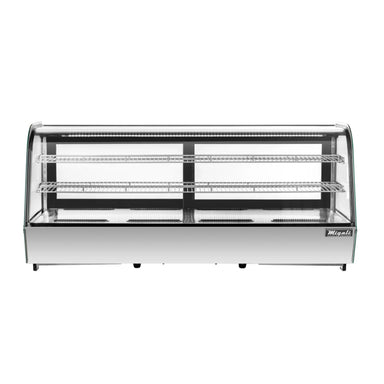 Migali 8.8 cu/ft Curved Glass Countertop Refrigerated Display Case Bottom Mount Stainless Steel