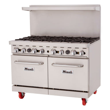 Migali 8 Burner Range, (2) Ovens, Natural Gas Stainless Steel