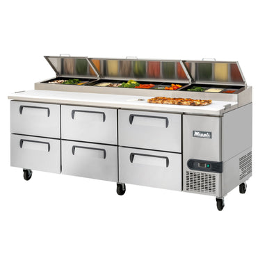 Migali 93″ Pizza Prep Table with Drawers Side Mount Stainless Steel 115V