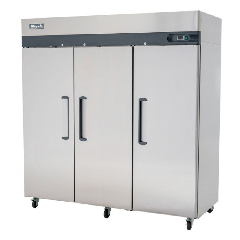 Migali Competitor Series 3 Door Reach-In Refrigerator Top Mount Stainless Steel 115V