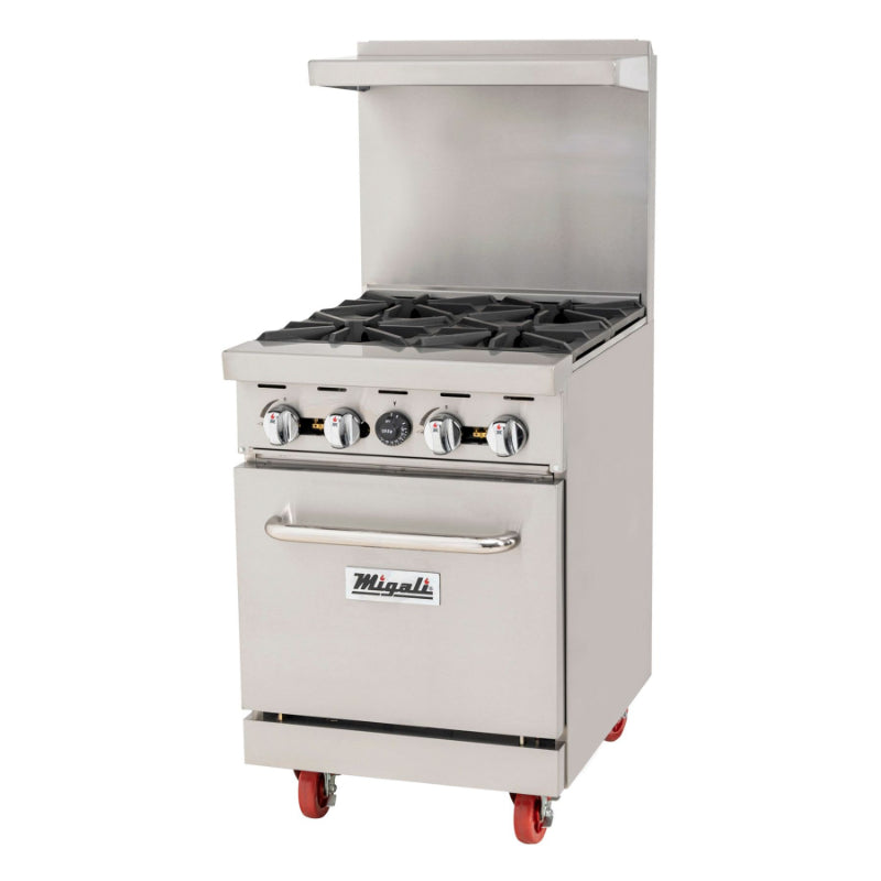Migali 4 Burner Range, (1) Oven, Natural Gas Stainless Steel