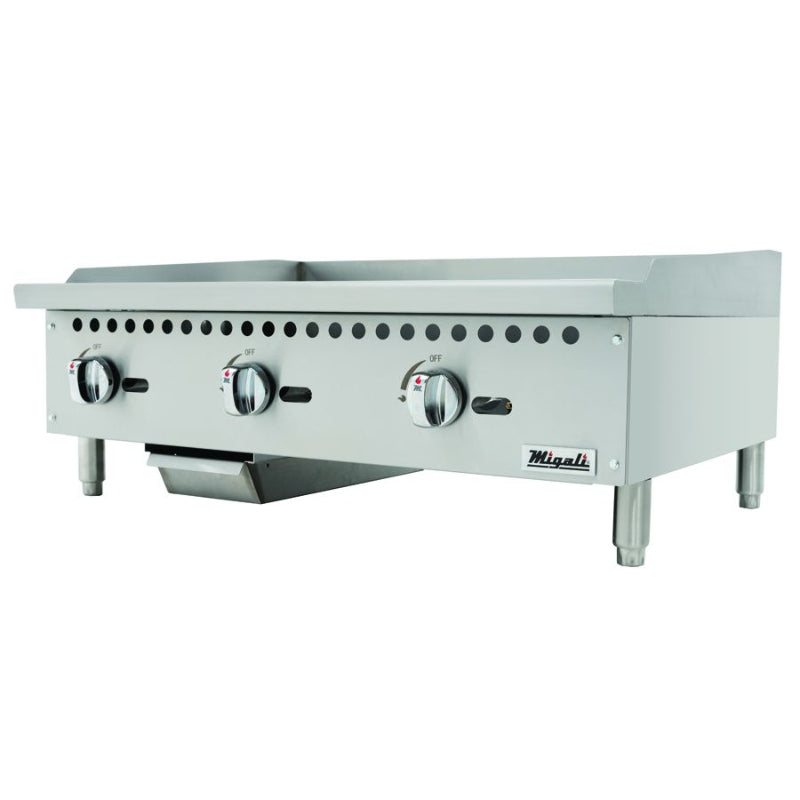 Migali 36″ Wide Manual Griddle - 90,000 BTU Stainless Steel