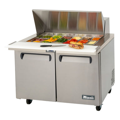 Migali 48″ – 18 Pans, Big Top Sandwich Prep Table Rear Mount Stainless Steel 115V
