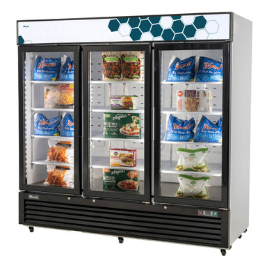 Migali 72 cu/ft Glass Door Merchandiser Freezer Bottom Mount Powder Coated Steel 230V